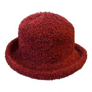 Vintage Y2K Villager by Liz Claiborne Chenille Bucket Hat – Textured Red Cloche